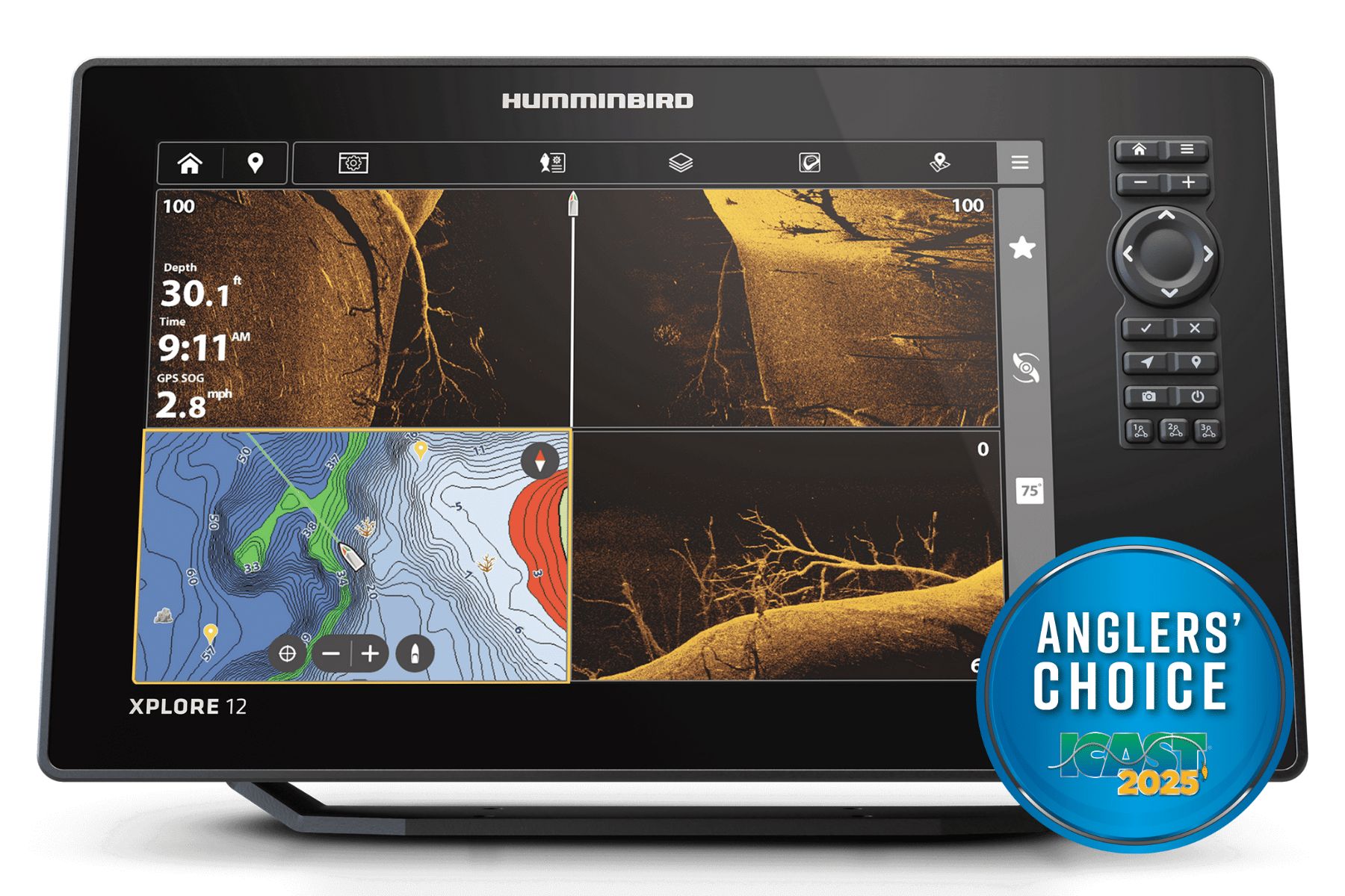 fish finder with anglers' choice badge